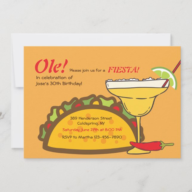 Invitation Tacos et Margaritas (Devant)