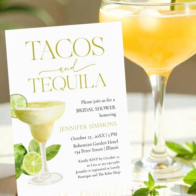 Invitation Tacos Et Tequila Aquarelle Fête des mariées Citron (Créateur téléchargé)