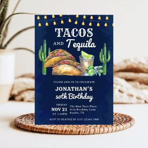 Invitation Tacos et Tequila Fiesta mexicaine Anniversaire adu