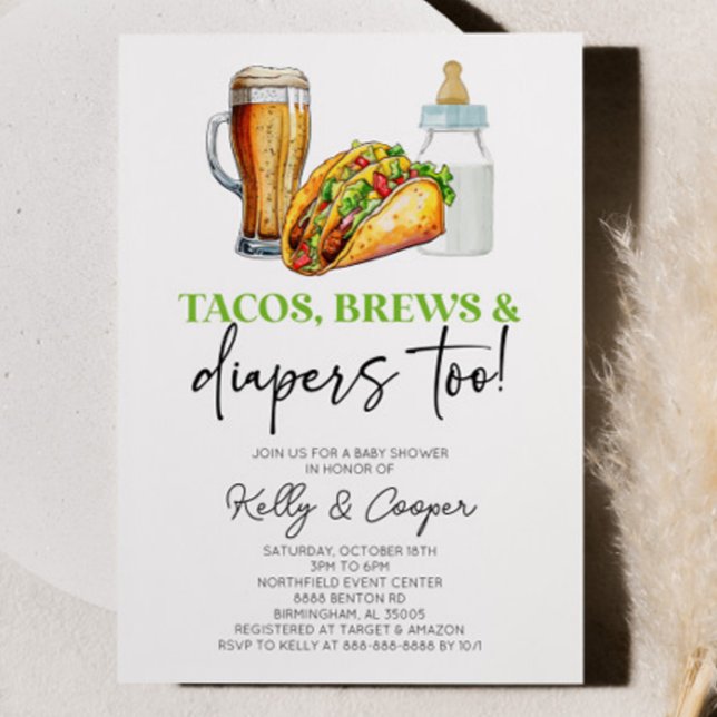 Invitation Tacos se reproduit et diapers aussi ! Baby shower (Créateur téléchargé)
