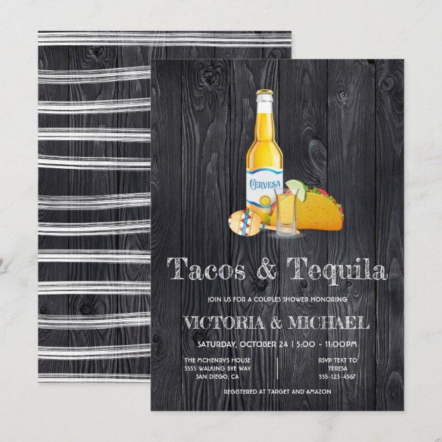 Invitation Tacos & Tequila Couples Volonté de douche (Devant / Derrière)