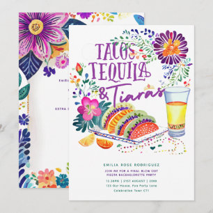 Invitation Tacos Tequila Tiaras Dernière Fiesta Bachelorette