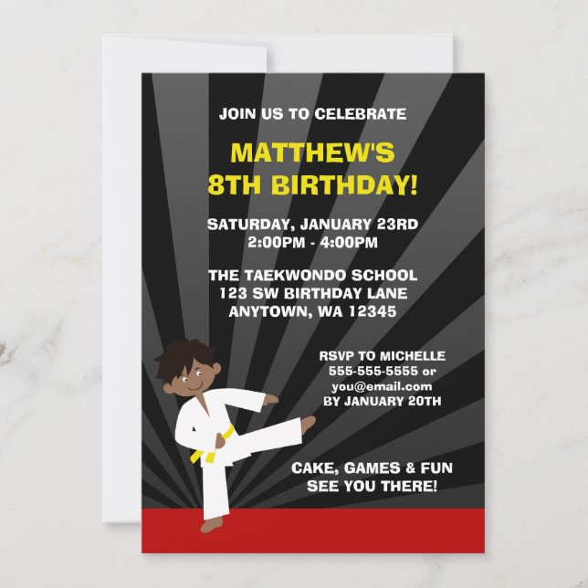Invitation Taekwondo African American Yellow Belday (Devant)