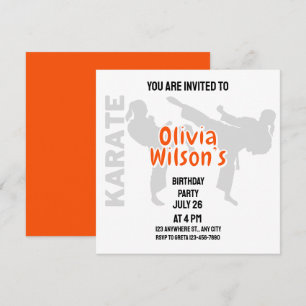 Invitation Taekwondo fête d'anniversaire, joueuse de taekwond