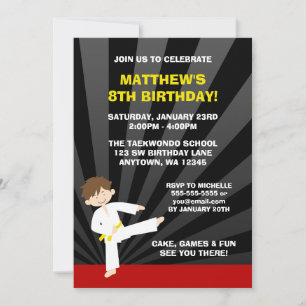 Invitation Taekwondo Karate Ceinture jaune Anniversaire Invit