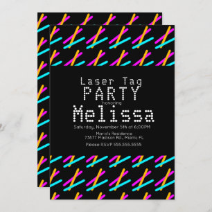 Invitation Tag Laser Neon Llow Dans Les Lumières Sombres Fill