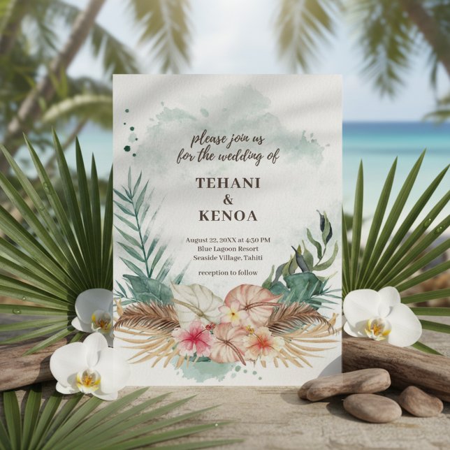 Invitation Tahiti | Mariage Tropical Beach Island (Créateur téléchargé)