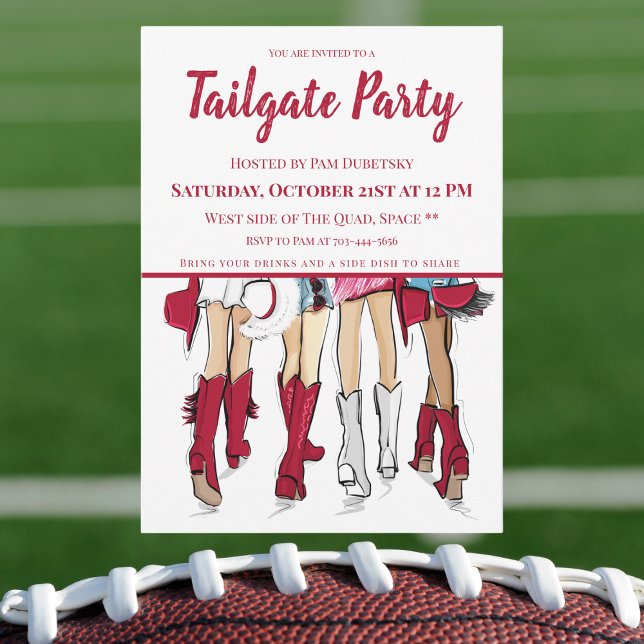 Invitation Tailgate Party Alabama Dames Cowboy Bottes Crimell (Créateur téléchargé)
