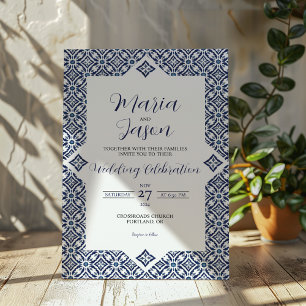 Invitation Talavera blanc de la marine mexicaine Mariage élég