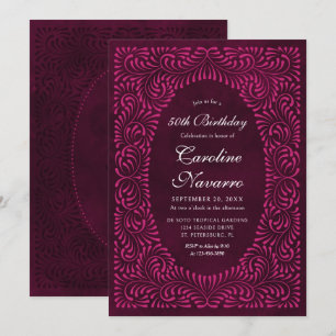 Invitation Talavera Burgundy Fiesta Anniversaire