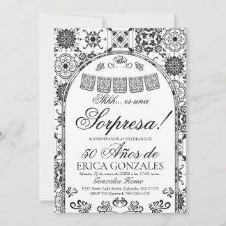 Invitation Talavera Papel Picado Surprise 50e Anniversaire