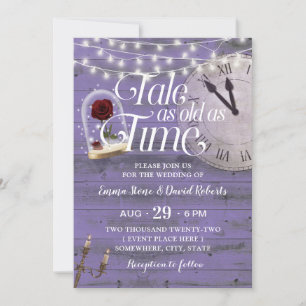Invitation Tale as Old as Time Lavender Fairytale Mariage