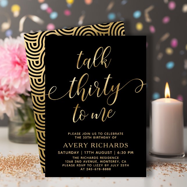 Invitation Talk 30 To Me Gold Script 30e anniversaire (Créateur téléchargé)