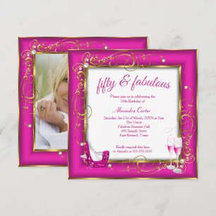 Invitation Talons Champagne Or Photo Fabulous 50 Rose Soirée
