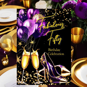 Invitation Talons Champagne Purple Pailleté Or Fabulueux