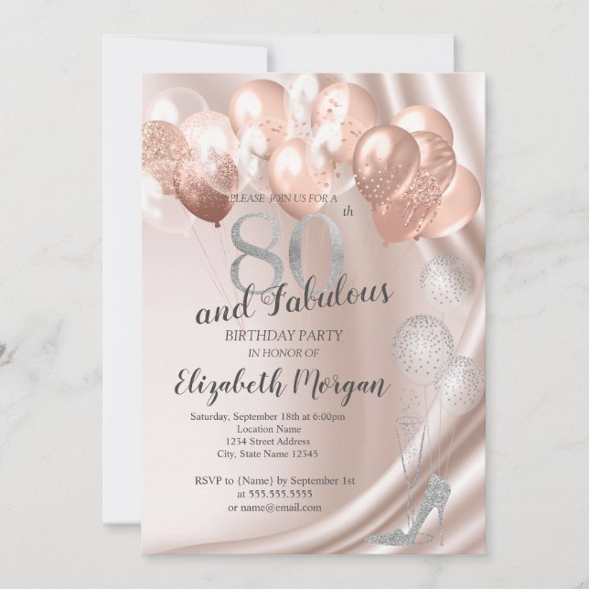 Invitation Talons hauts, Ballons d'or Rose 80e anniversaire (Devant)