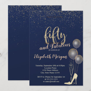 Invitation Talons Hauts Confettis, Fête d'anniversaire 50 ans