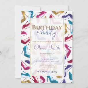 Invitation Talons hauts dorés modernes aquarelle