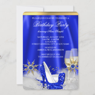 Invitation Talons hauts pailletés bleu royal Champagne doré F