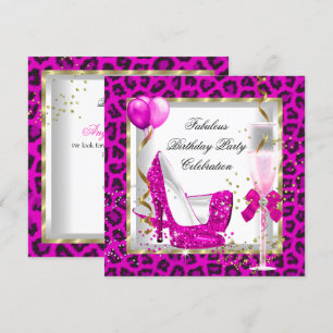 Invitation Talons Hauts Paillettes Or Rose Chaud Fête d'Anniv