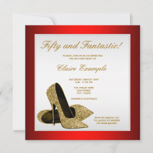 Invitation Talons Hauts Rouges et Dorés 50e Anniversaire de F
