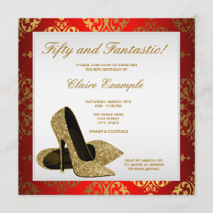 Invitation Talons Hauts Rouges et Dorés 50e Anniversaire de F