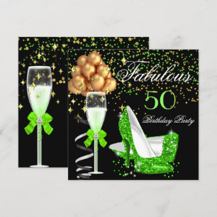 Invitation Talons Lime Fabulueux Or Noir Fête d'anniversaire