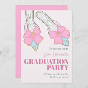 Invitation Talons roses avec graduation ruban