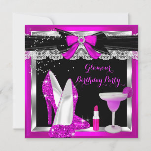 Invitation Talons scintillants rose glamour pour soirée en ar