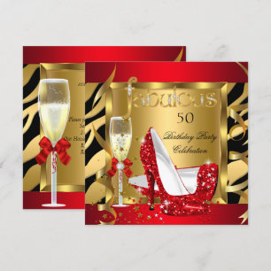Invitation Talons scintillants rouges fabuleux Zèbre Champagn