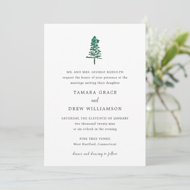 Invitation Tamara Pine Tree Mariage moderne (Debout devant)