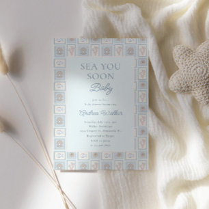Invitation Tampons de mer pastel à bientôt bébé Océan Bébé Fa