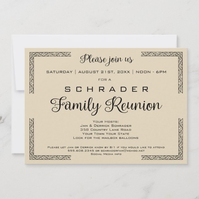 Invitation Tan Biege ou toute couleur Famille Réunion Invitat (Devant)