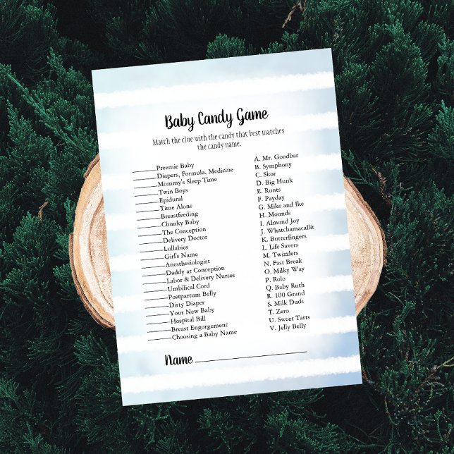 Invitation Tan Bunny Blue Baby Candy Baby shower Jeu (Créateur téléchargé)