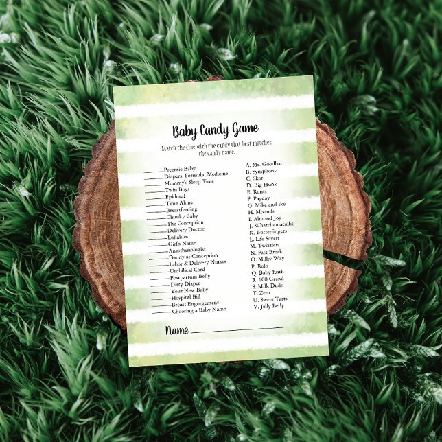 Invitation Tan Bunny Green Baby Candy Baby shower Jeu (Créateur téléchargé)