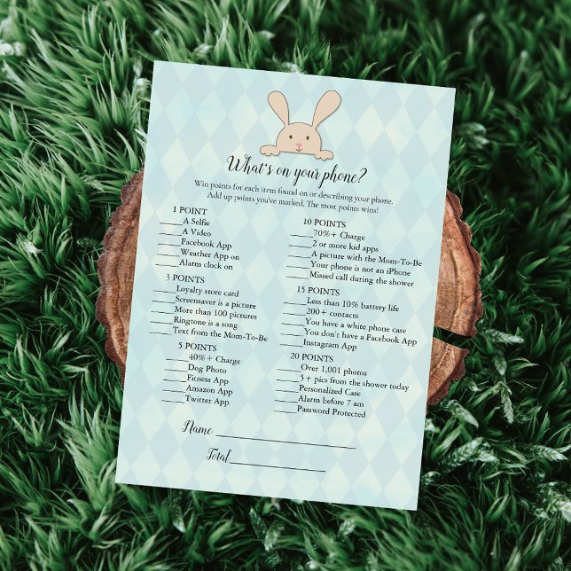 Invitation Tan Bunny Rabbit Aqua Ce qui est sur votre jeu de  (Créateur téléchargé)