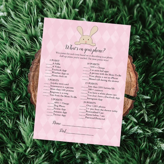 Invitation Tan Bunny Rabbit rose Ce qui est sur votre jeu de  (Créateur téléchargé)