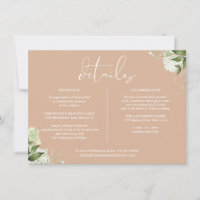 Tan Greenery Floral Détails du Mariage Information