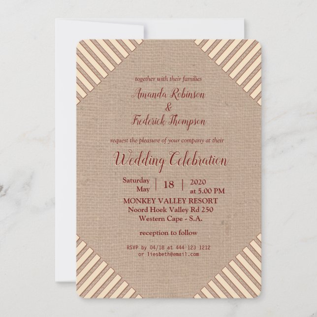 Invitation Tan - Marsala Vin, teintes de Mariage rose (Devant)
