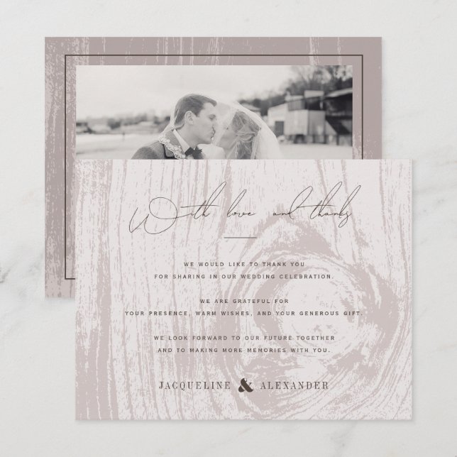 Invitation Tan Rustic Woodgrain Mariage de automne d'automne  (Devant / Derrière)