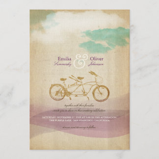 Invitation Tandem Bicycle 2 Aquarelle Vintage Mariage rustiqu