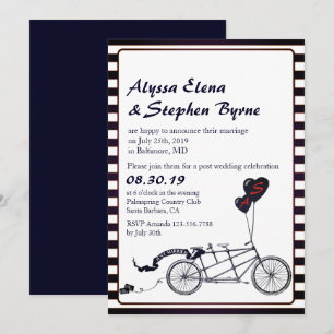 Invitation Tandem Bicycle Romantique Post Mariage Réception