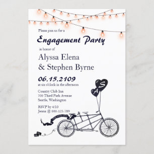 Invitation Tandem Bicyclette Éclairage Partie d'engagement