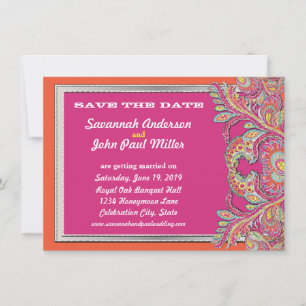 Invitation Tangerine marocaine & Fuchsia Mariage Enregistrer 