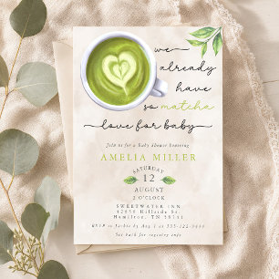 Invitation Tant d'amour Matcha pour bébé, Baby Shower