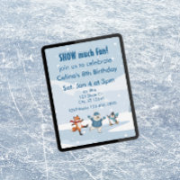 Tant de plaisir neige, animaux de patinage sur gla