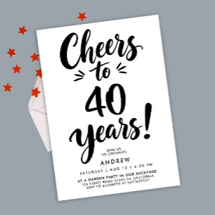 Invitation Tape-à-l'écriture Moderne Simple pour les 40 ans
