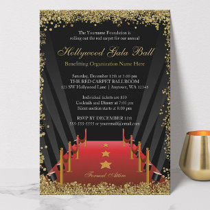 Invitation Tapis Rouge de Gala Hollywoodien Brillants