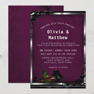 Invitation Tapisserie de prune violette et Mariage gothique R