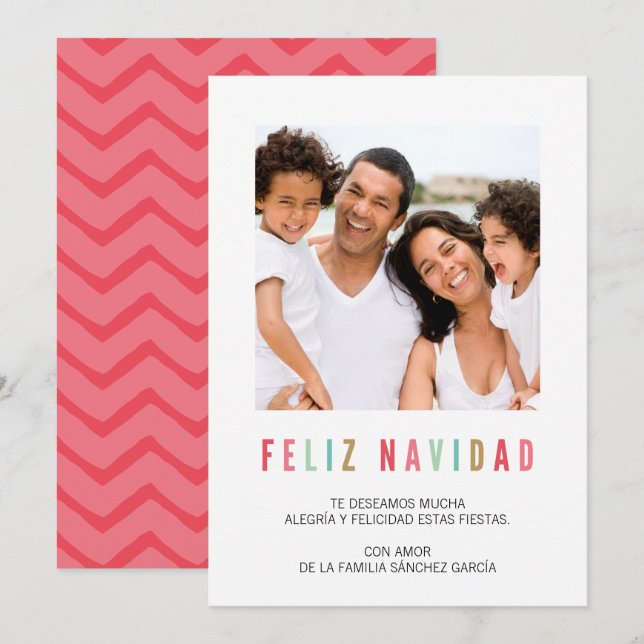 Invitation Tarjetas Navideñas de Foto | Saludos Coloridos (Devant / Derrière)